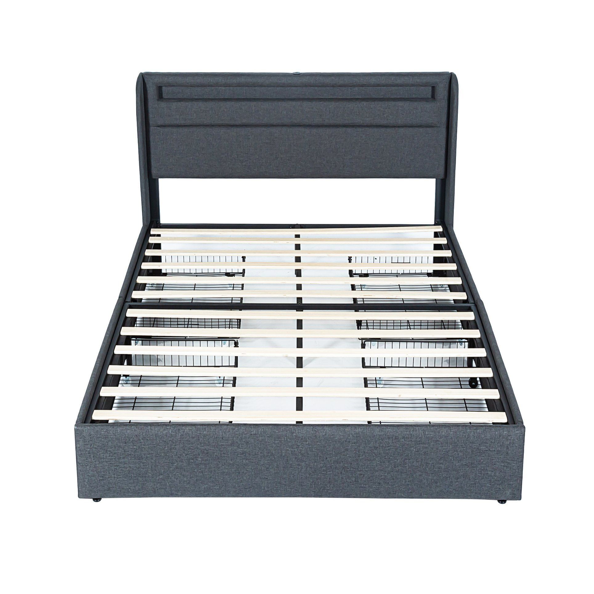 No Box Spring Needed Easy Assembly Dark Grey 4 Storage Drawers