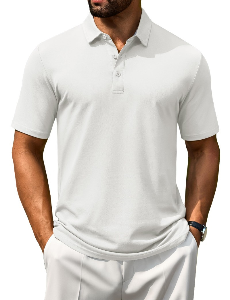 Wholesale Men's Polos Shirts Casual Sports Oversized Heavy Short Sleeve Dark Technique Anti-Wrinkle Quick Dry Solid Printed T Shirt