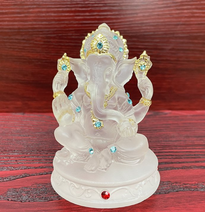Hindu Elephant God Statue Resin Sculpture Indian Buddha Figurine Handmade Gift Decoration Ornaments for Home