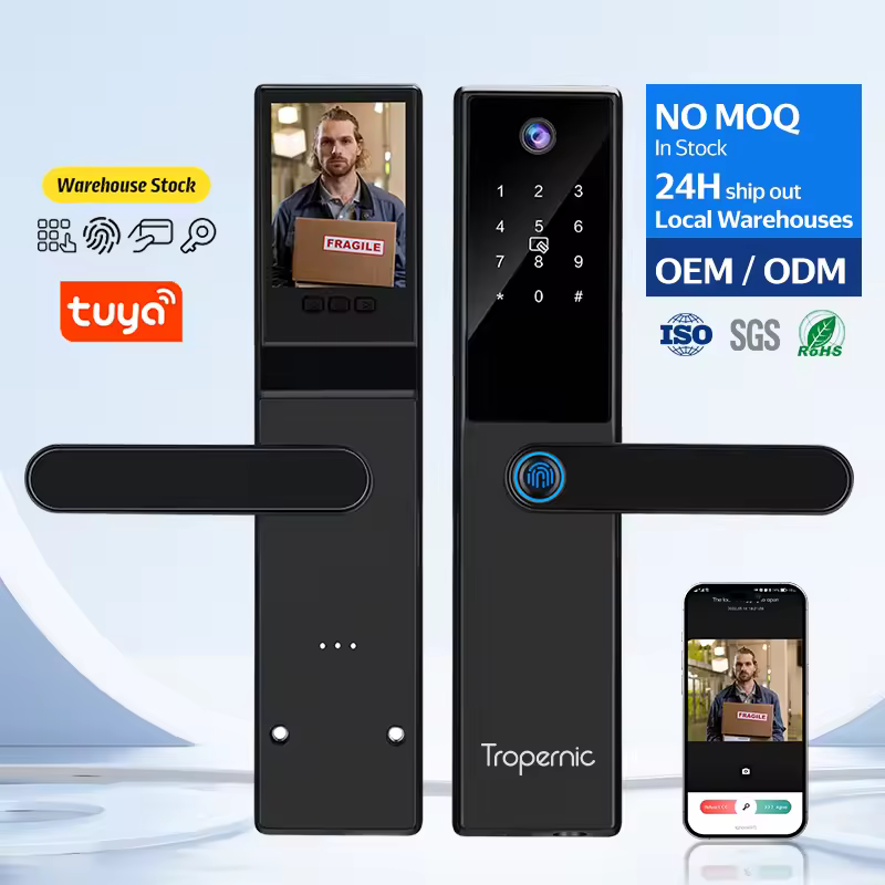 Tropernic Fechadura Digital Inteligente Fingerprint Smart Lock Door Tuya Smart Home Wifi Smart Lock With Camera And Biometrics