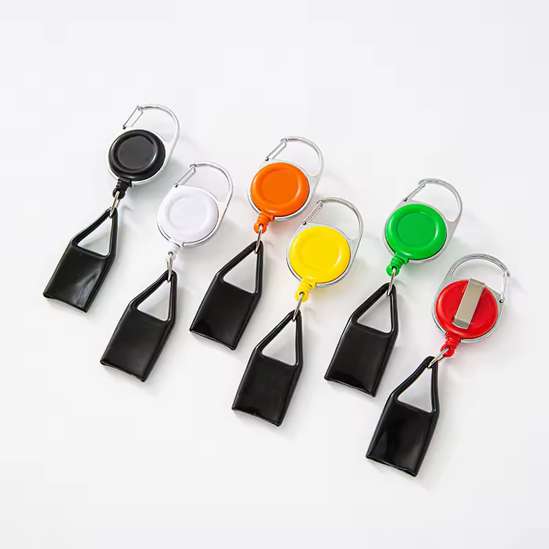 2025 Wholesale Top Selling Abs Retractable Lighter Leash Keychain Lighter Badge Holder Clip Lighter Leash Holder
