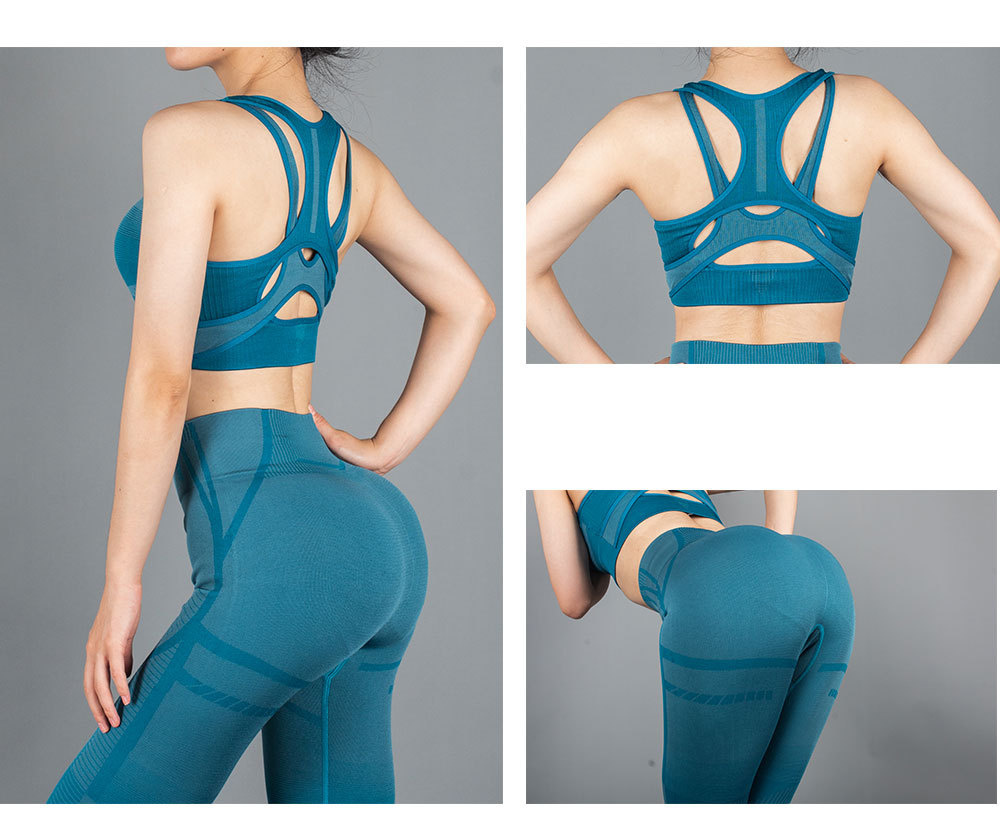 Ready to Ship Women Outdoor Seamless Yoga Fitness Sports Running Cross Bra Leggings Gym Sportswear