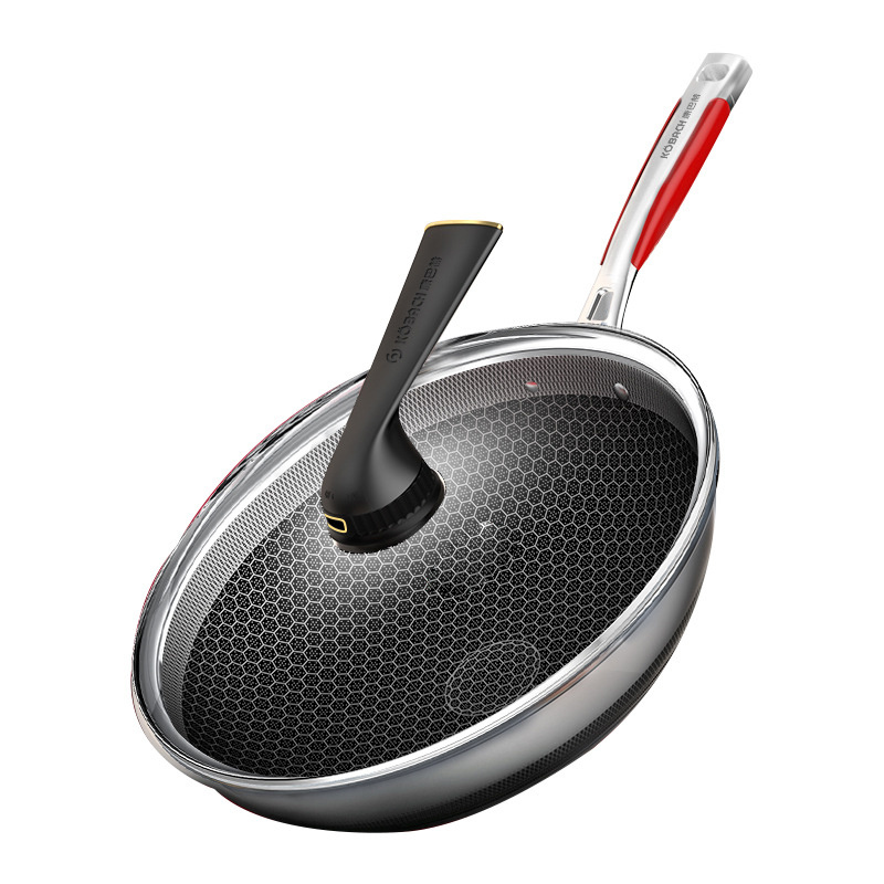 Honeycomb Fry Pot Non-Stick Pot Antibacterial Stainless Steel Stir Chinese Cooking Wok