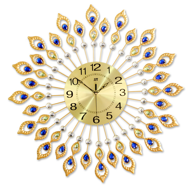 Luxury Peacock Wall Clock Beautiful Metal Unique Wall Mounted Clock