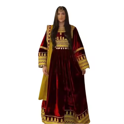 Wholesale Premium Quality Women's Kuchi Dresses Logo Printing Customized High Quality Afghan Dress For Ladies Zippers Lace