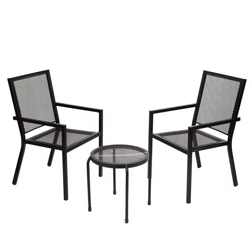 New Arrival Furniture Garden Outdoor Patio Dining Metal Mesh Powder Coated Chairs And Tables Sets(2 Chairs And 1 Table)