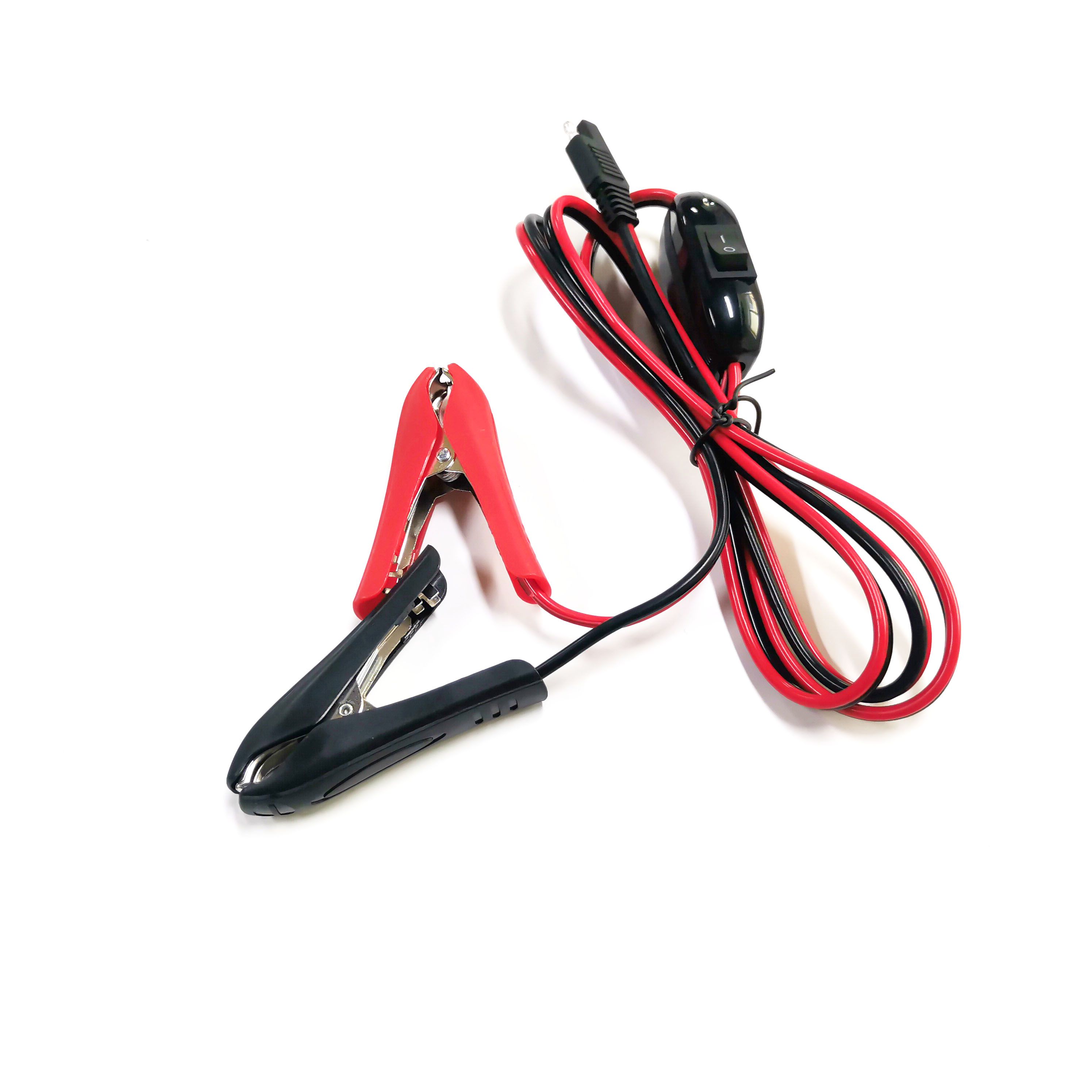 2pin SAE Connector to Alligator Clips Adapter Cable with Switch 16AWG 1.5m Red and Black Wire Power Supply Cord