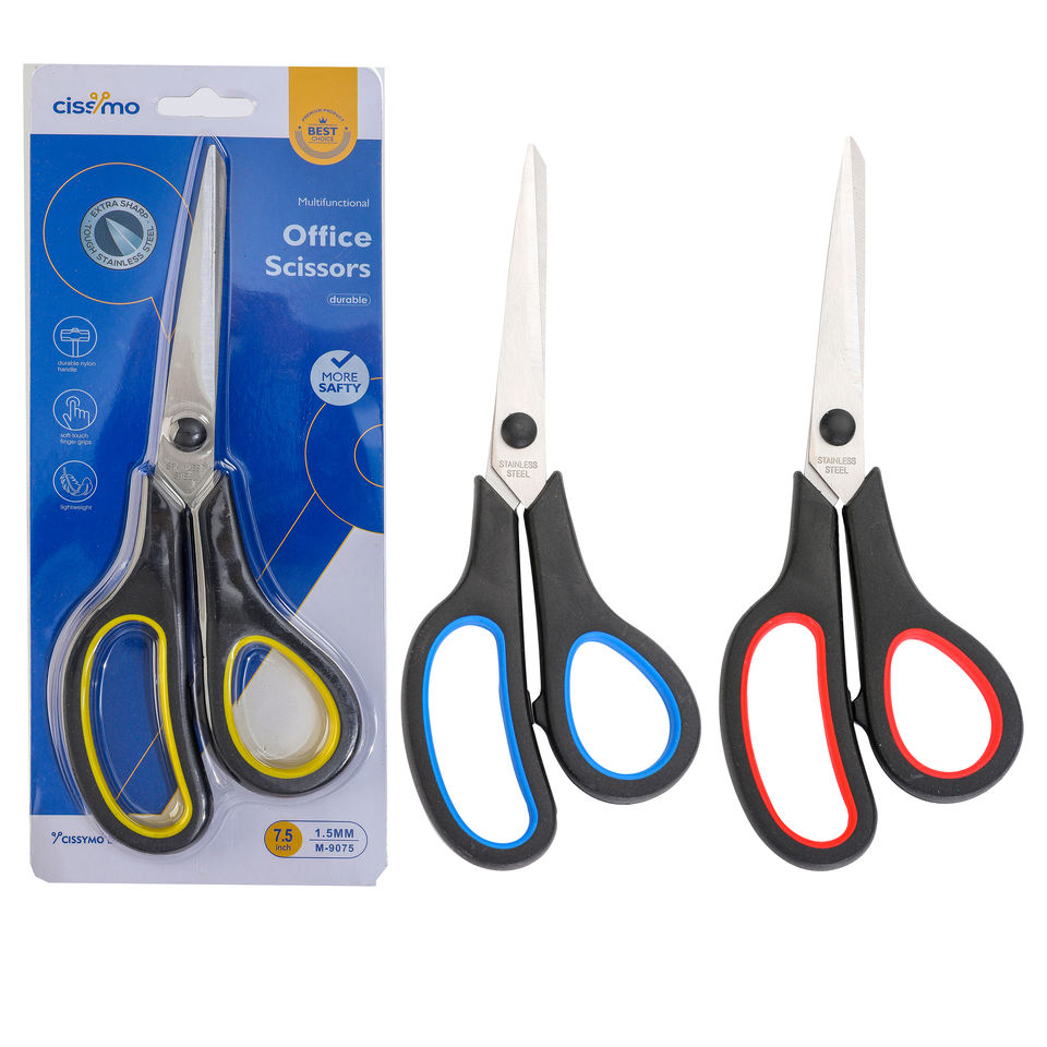 Cheap 7.5" Plastic Handle Stainless Steel Multipurpose Cutting School Student Paper Scissors Office Scissors