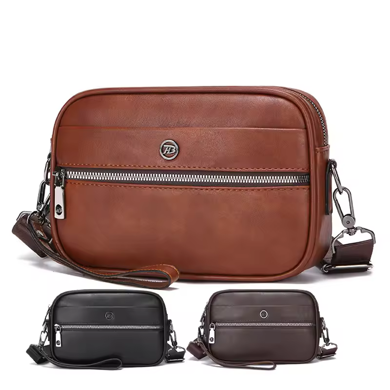 High Quality Pu Men's Crossbody Shoulder Bag Customized Odm/oem Business Travel Work Fashion Geometric Logo Daily Use