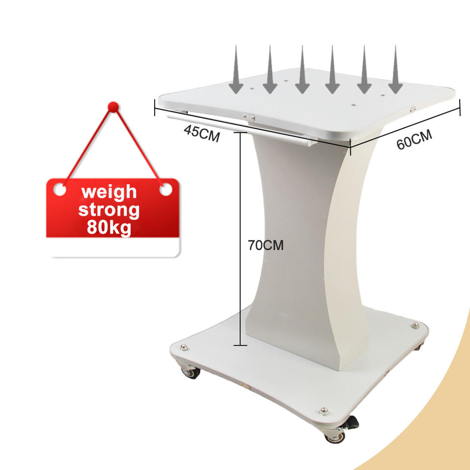 Professional Customized White Salon Trolley Bearing 80 Kg Oversized Desktop Suitable For Big Beauty Equipment
