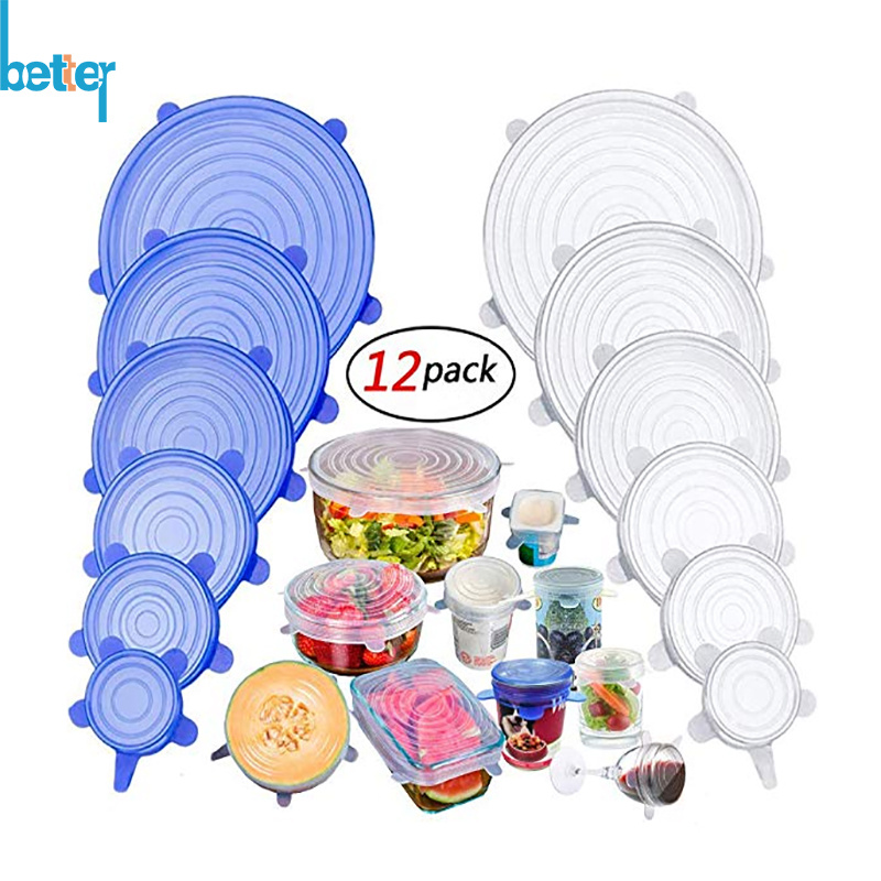 Universal Silicone Circle Food Safe Fresh Stretch Cover Lids for Bowls/Pots/Cups/Pans