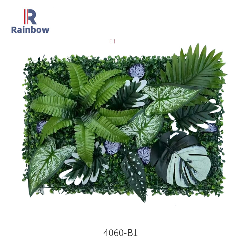 Evergreen Plastic Fake Flower Artificial Plant Green Wall with UV Resistant Green Foliage for Indoor Outdoor Garden Decoration