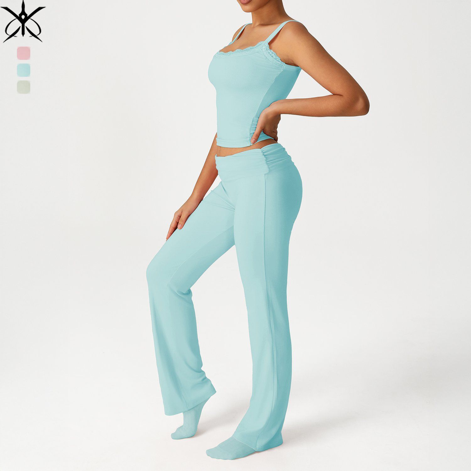 Breathable Skin-Friendly Lace Camisole and Flared Trousers Set