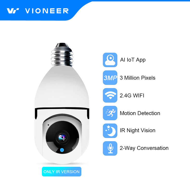 Vioneer Orignial Home Light Bulb Wireless 360 Degree Panoramic IP WiFi Camera