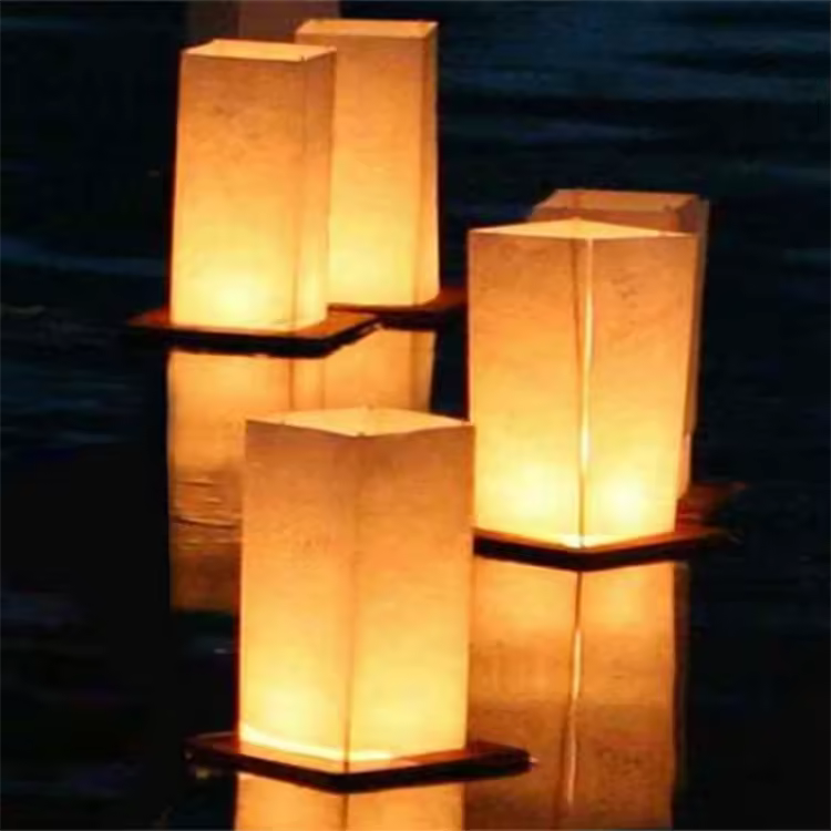 Wholesale Manufacture Handmade Candle Lanterns Chinese Wooden Water Floating Lantern Biodegradable Paper Floating Water Lanterns