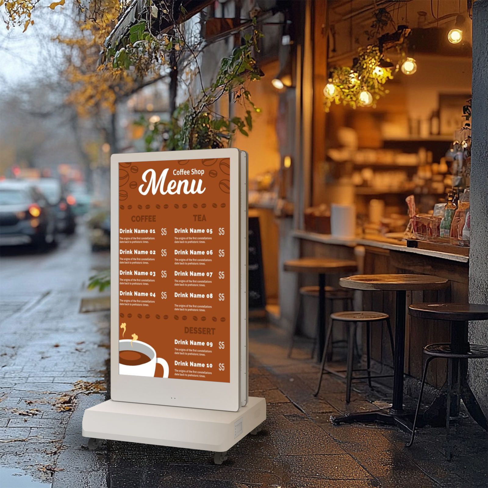 New Product Portable Double-Side Floor-Standing Outdoor Battery-Powered Digital a Board Advertising LCD Display