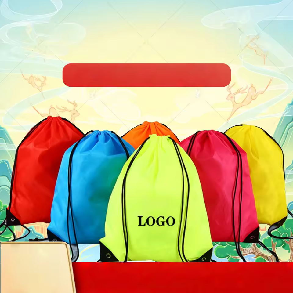 Stock Polyester Drawstring Bag Sport Gym Sack Waterproof Printed Backpack For Marathon Basketball Training Events Custom Logo