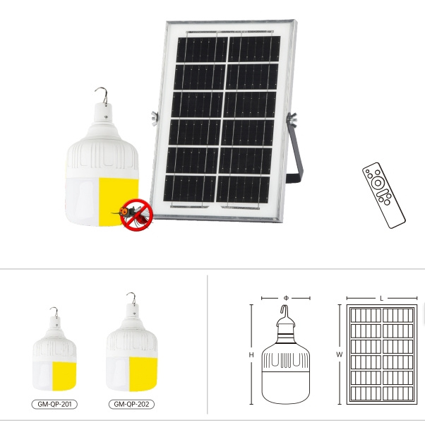 Outdoor Portable Solar Panel Charged Camp Tent Lamp Bulbs with Battery 50W 100W LED Bulb