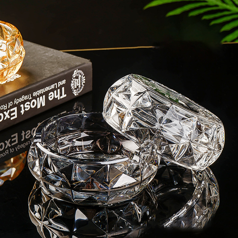 Diamond Glass Ashtray, Ashtray for Home Living Room, Ashtray Dish Wbb28381