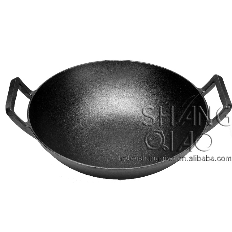 Nonstick Iron Deep Frying Pan Pre-Seasoned Cast Iron Wok