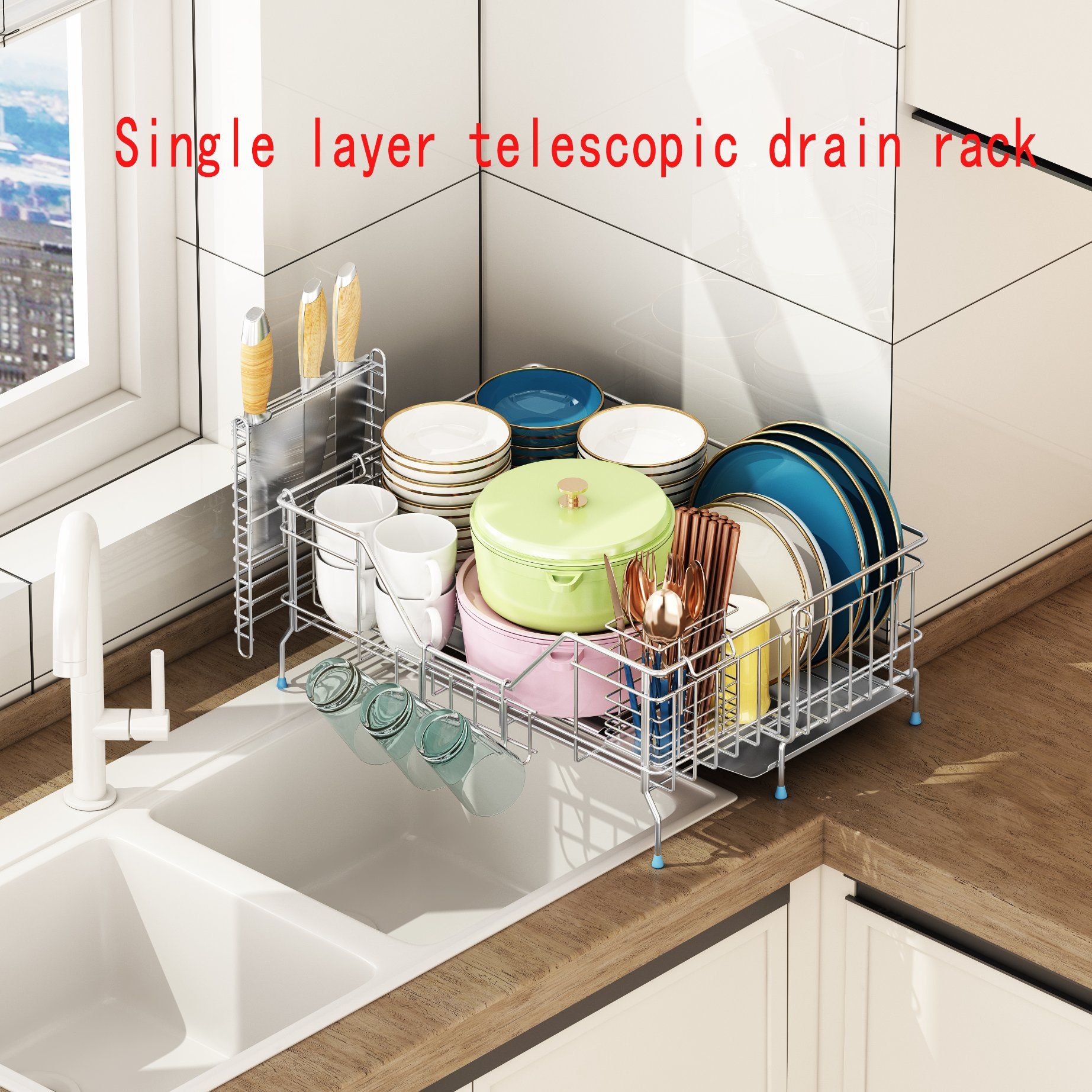 Versatile Kitchenr Space-Saving Storage Dishes Drying Rack