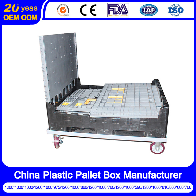 Heavy Duty Industry Use Collapsible Plastic Pallet Boxes 1200X800 Plastic Foldable Bins Bulk Container with Lid
