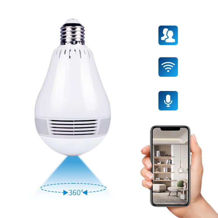 Dropshipping V380 Wifi Light Bulb Panoramic Camera 1080P HD Lamp Holder Home Security Wireless Spotlight Camera