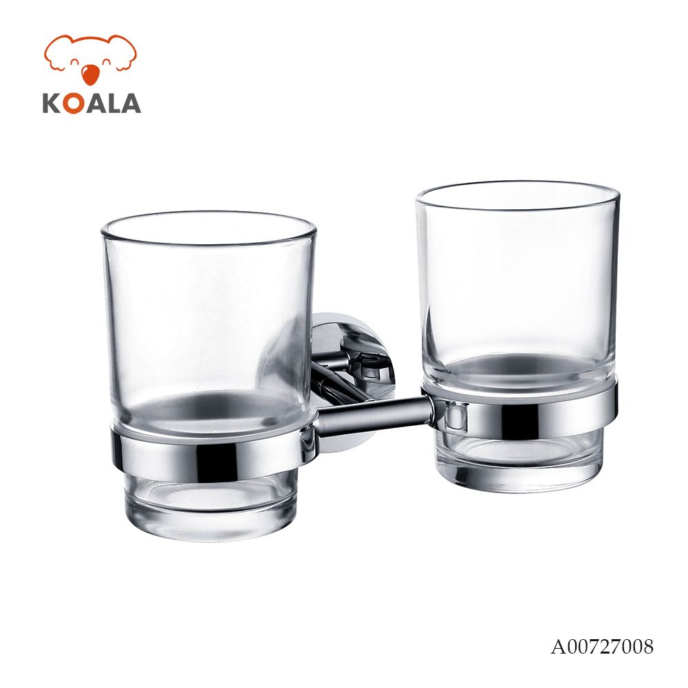Stylish Double Toothbrush Holder with Durable Glass Cups