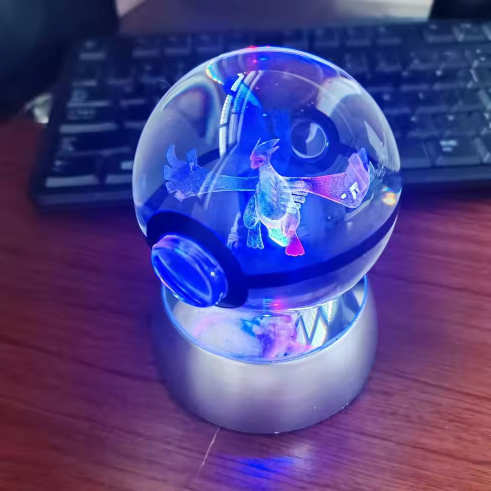 Factory Direct Sell 5cm Ball Crystal 3d Laser Poke Ball Night Light Promotional Items 3d Laser Glass Ball For Kid's Gift