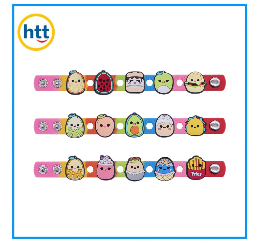 Silicone OEM Charm Bracelet Snap Premium Silicone Bracelet with Hole