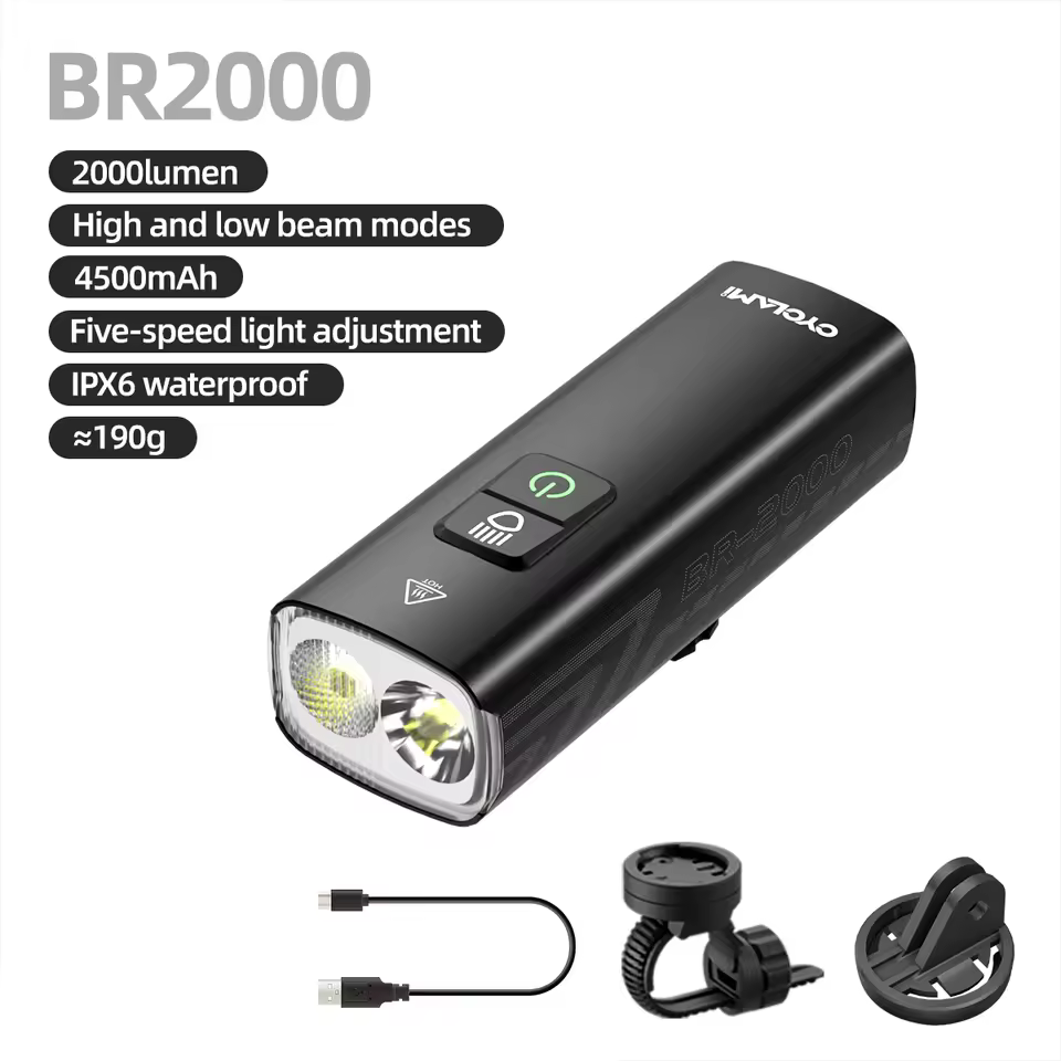 Cyclami 2000lm Br-2000 Rainproof Bicycle Light 4500mah Bike Lamp With Power Supply Battery Cycle Riding Accessories
