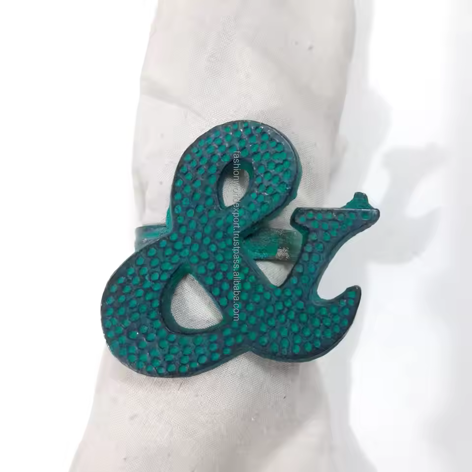Elegant Metal Napkin Ring Ampersand Clip In Bold Blue Perfect For Rustic Wedding Decor Typography Lovers Or Artistic Displays