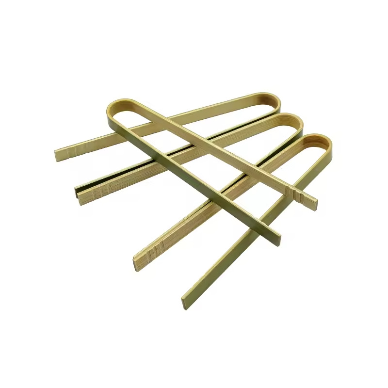 Disposable Eco-Friendly Mini Bamboo Food U-Shaped Bread Clip Natural Toast Tongs for Cooking