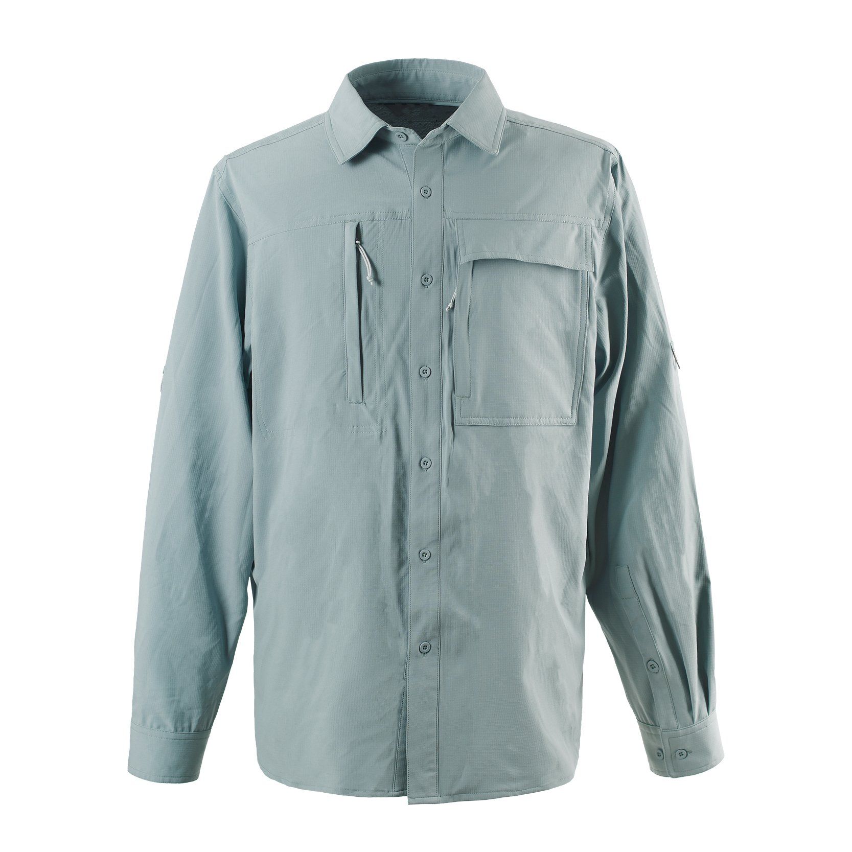 Men's Lightweight Long - Sleeve Outdoor Shirt - Multiple Pockets and Button - Down