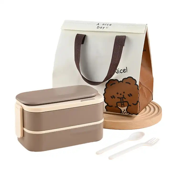 Hot Sales Stackable 2-Layer Stainless Steel Lunch Box Thermal Insulated Lunch Container with Lunch Bag Cutlery for Kitchen Use