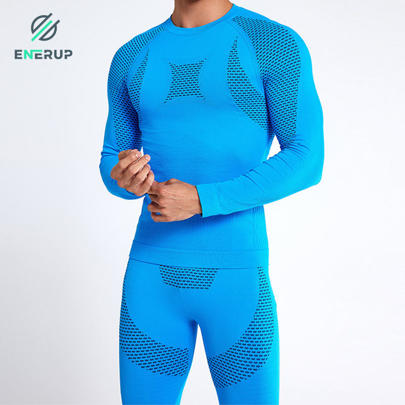 Enerup Ready to Ship Men's Seamless Top High Quality Seamless Underwear Leggings Set