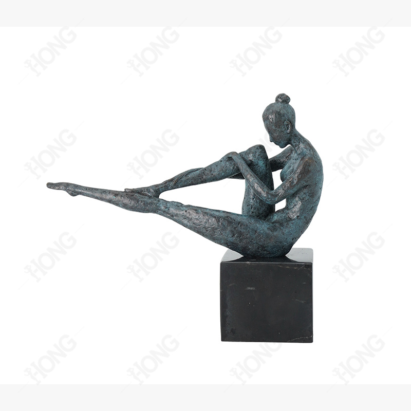 Modern Bronze Female Sitting Sculpture with Extended Legs for Home Decoration
