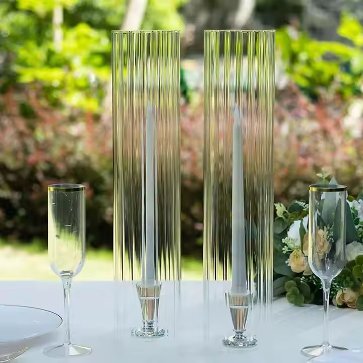 Decoration Glass Cylinder Vase Centerpieces Candle Holder Tube Chimney Jar Candlesticks Candelabra