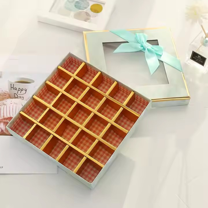 FF Brand Luxury Wedding Party Favor Box Embossed Grid Divider for Chocolate Festival Celebration Gift for Chocolate Lovers