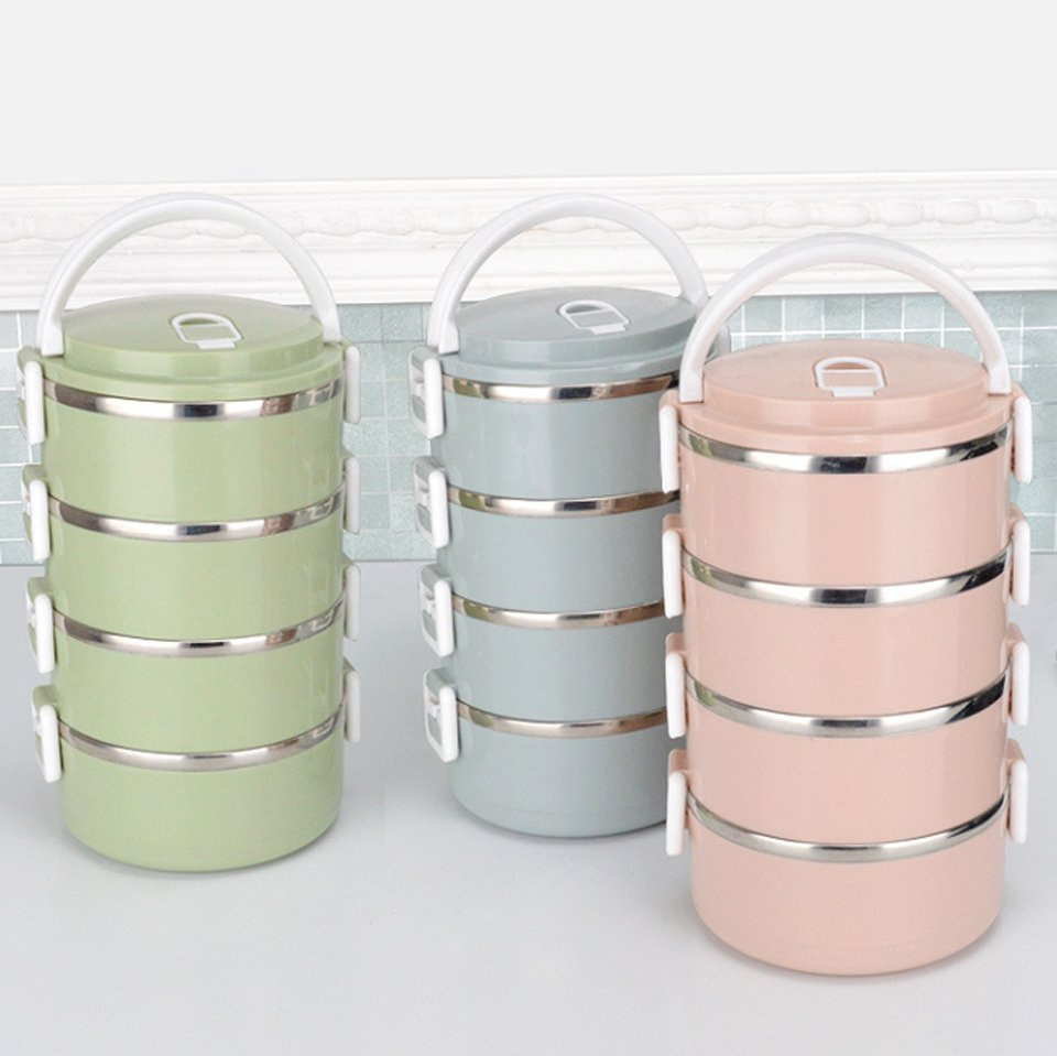 Manufacturer Stainless Steel Lunch Boxes Stainless Steel Multilayer Insulated Lunch Box Solid Color Kids Bento Lunch Box