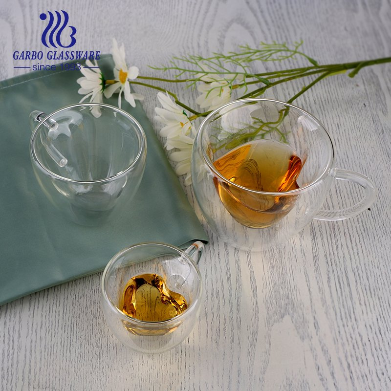 Heat-Resistant Heart-Shaped Insulated Double Wall Glass Coffee Mug