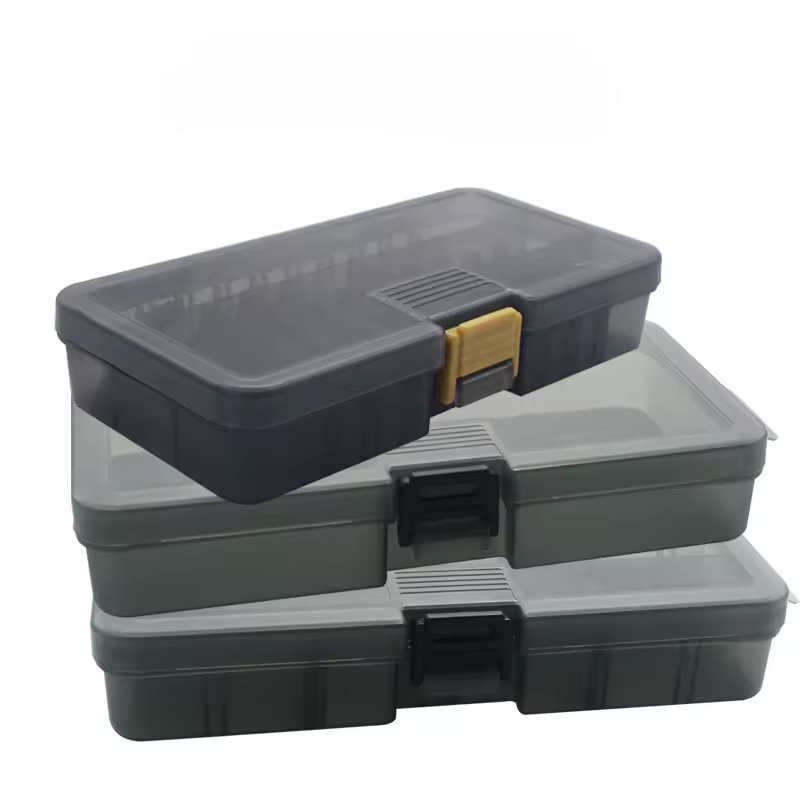 Factory Multifunction Double-layers Black Hard Plastic Fishing Case Tackle Accessory Storage Boxes Lure Box
