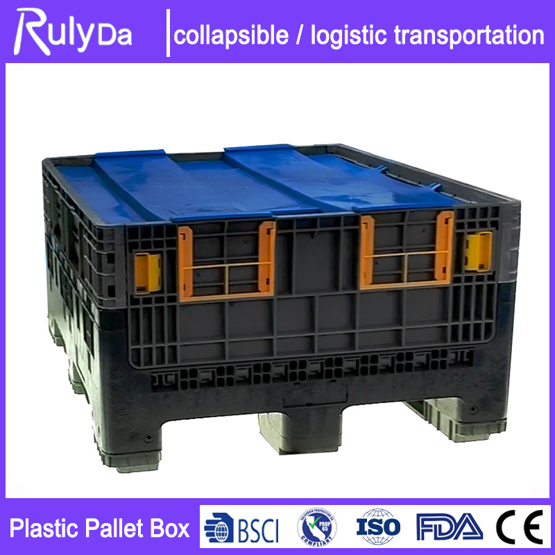 1200*1000mm Heavy Duty Industrial Standard Agriculture Logistic Storage Shipping Grid Collapsible Solid Plastic Pallet Sleeve Pack Box for Fruits Supermarket