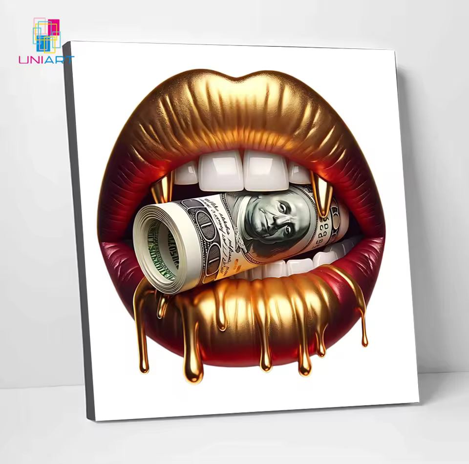 Uniart Frameless Canvas Wall Hanging Print And Post Artwork Modern Quality Canvas Print Wall Art Home Decor Lipe Money Themed