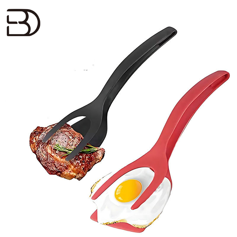 2-in-1 Spatula Tongs Heat Resistant Grip and Flip Spatula Tongs Egg Flipper Non- Stick Fried Egg Turners