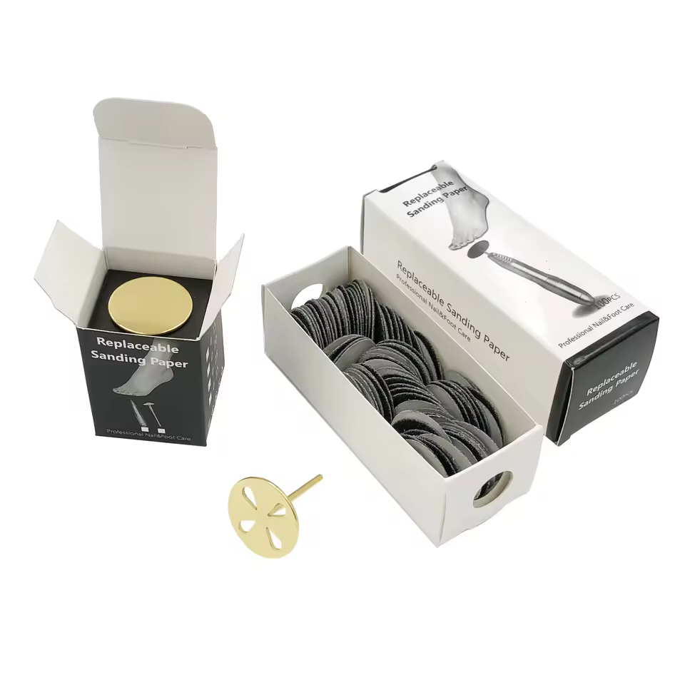 Aproms 100pcs Nail Sandpaper Cuticle Callus Dead Skin Removal Disk Manicure Pedicure Sanding Paper Mandrel Tips Nail Drill