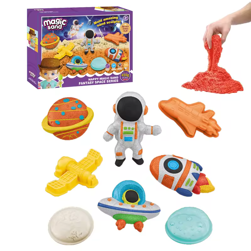 New Arrival Educational Toy Stem Play Sand Art Kit 450g Plastic Dynamic Sand Diy Space Toy Tray Kids Gift Unisex