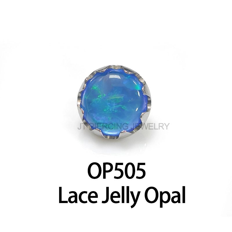 Wholesale Hot Sale Labret Top Titanium 16g Jelly Opal Lip Ring Top Piercing Jewelry