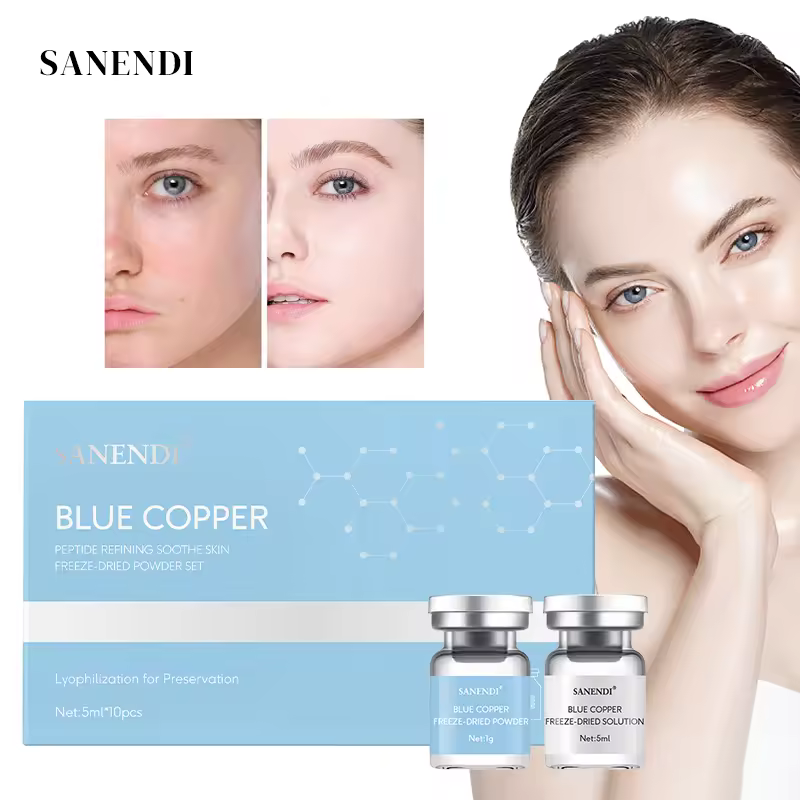 New Blue Copper Peptide Fades Acne Marks Repair Freeze-dried Powder Oligopeptide Stock Solution Shrinks Pores Essence 8 Bottles