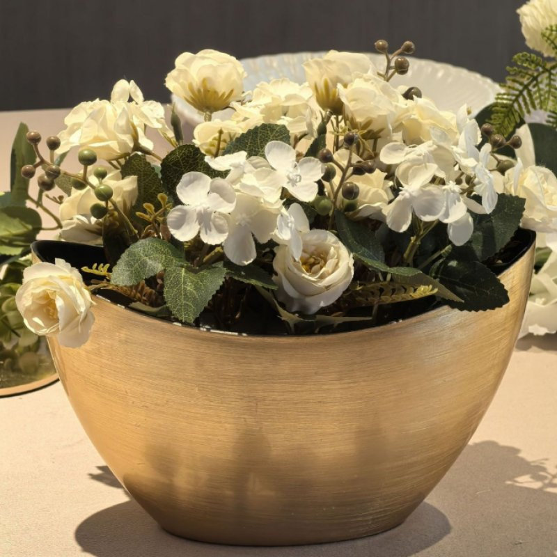 Home Decorations New Arrival Gold Ikebana Flower Bowl Vases for Home Decoration